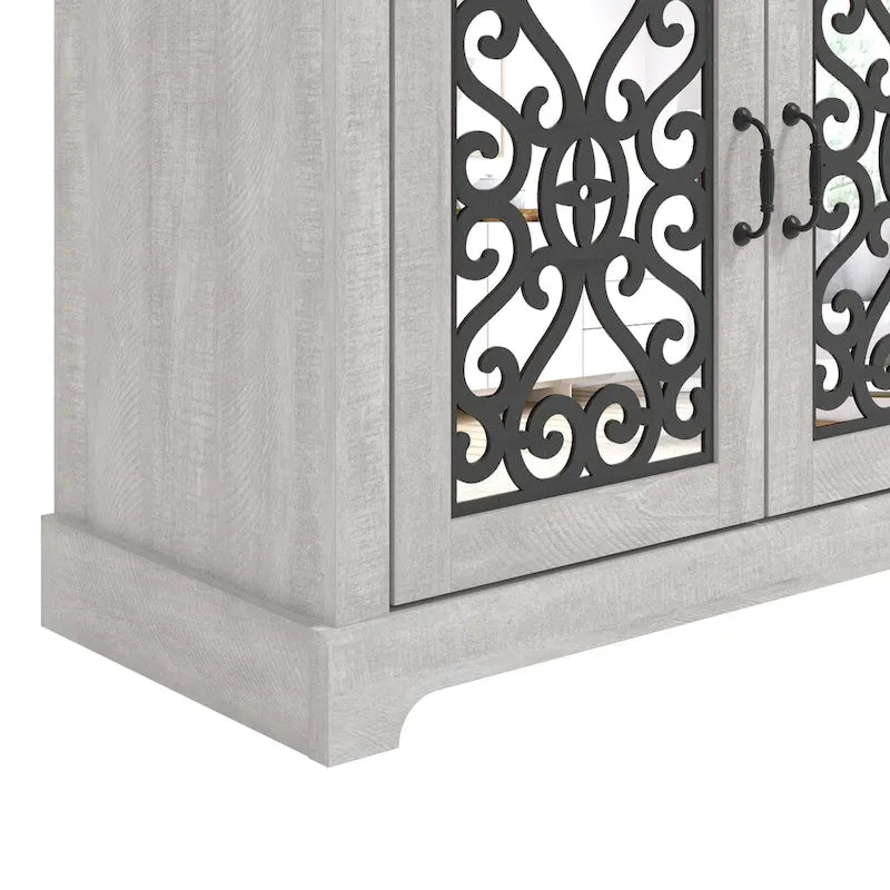 GALANO Calidia 68.2 in. Grey Stone 4-Door Wide TV Stand for TVs up to 75 in. - 68.2L x 17.1W x 29.3H