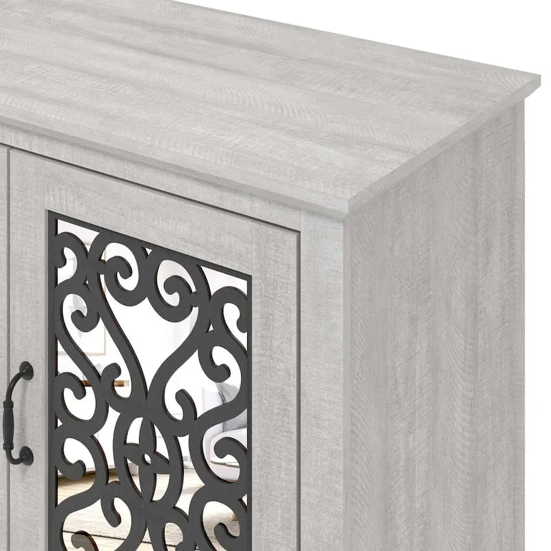 GALANO Calidia 68.2 in. Grey Stone 4-Door Wide TV Stand for TVs up to 75 in. - 68.2L x 17.1W x 29.3H