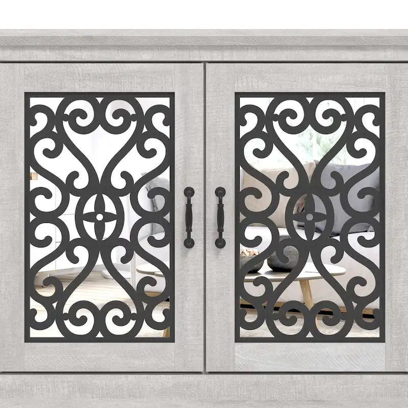 GALANO Calidia 68.2 in. Grey Stone 4-Door Wide TV Stand for TVs up to 75 in. - 68.2L x 17.1W x 29.3H