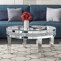 Round Glass Top Coffee Table with Crystal Inlay