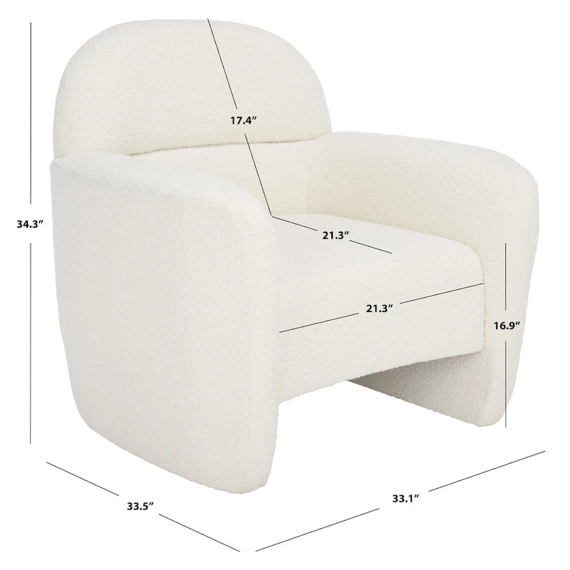 SAFAVIEH Couture Dorlies Boucle Accent Chair - 33 In W x 33.5 In D x 34 In H - 33Wx34Dx34H