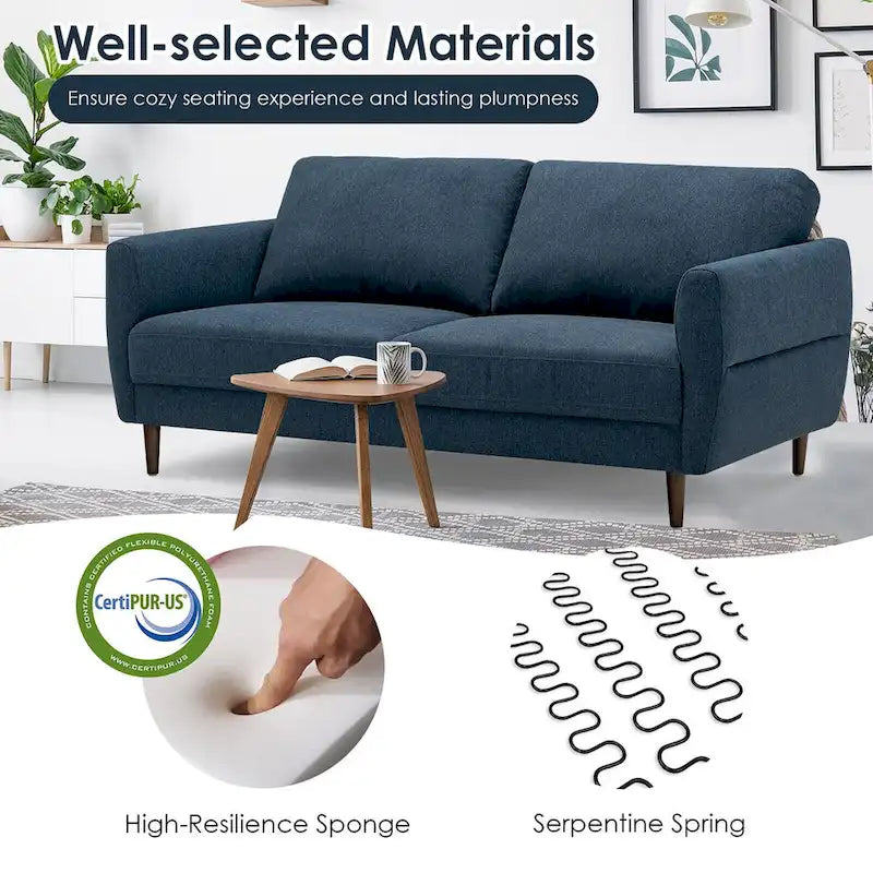 Gymax 72 Fabric Sofa Couch Living Room Small Apartment Furniture w/