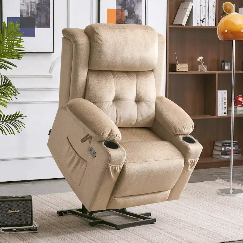 MCombo Lay Flat Lift Recliner with Power Headrest for Small Elderly People, Infinite Position Lift Chair, Fabric 7660