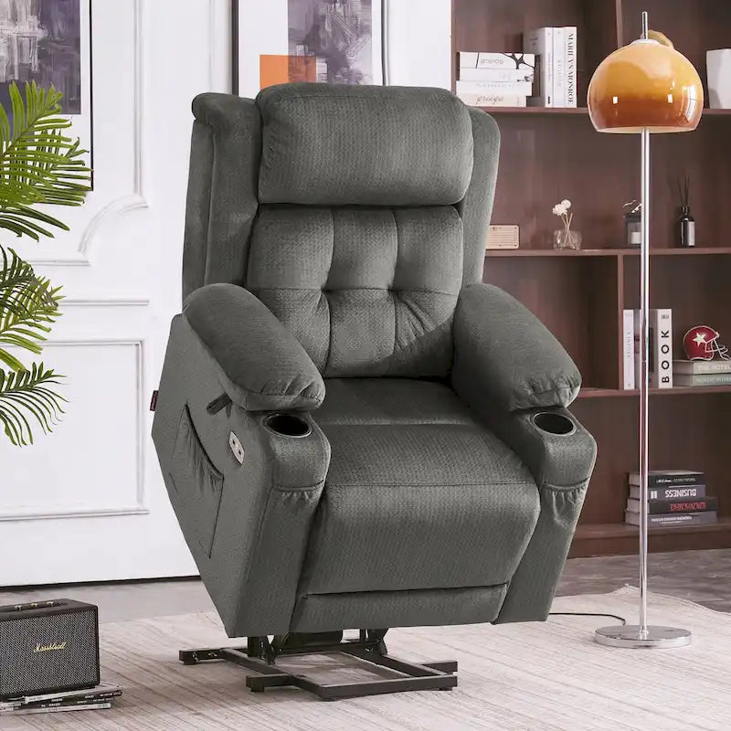 MCombo Lay Flat Lift Recliner with Power Headrest for Small Elderly People, Infinite Position Lift Chair, Fabric 7660