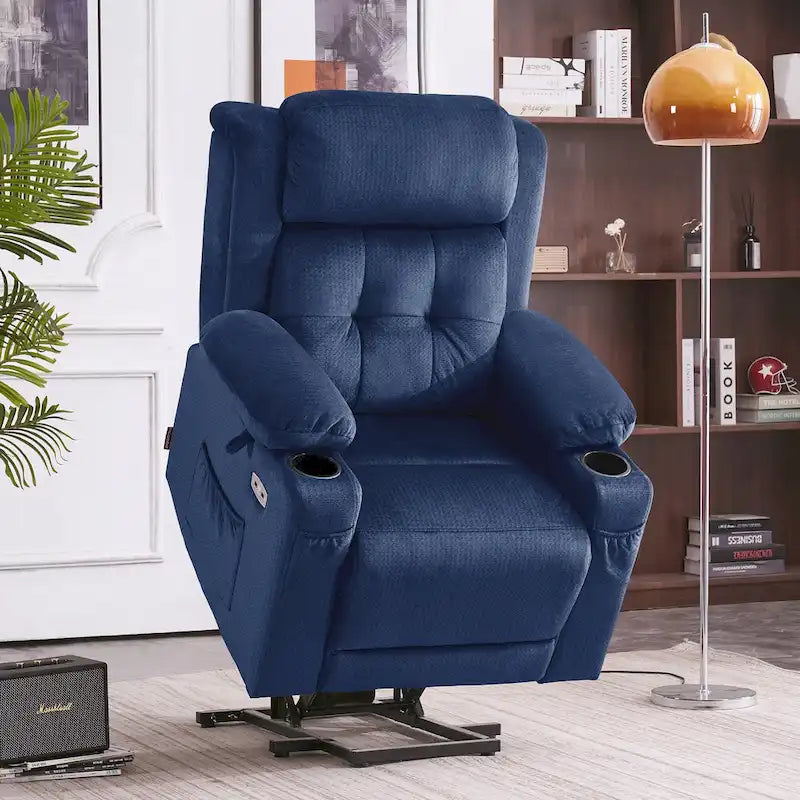 MCombo Lay Flat Lift Recliner with Power Headrest for Small Elderly People, Infinite Position Lift Chair, Fabric 7660