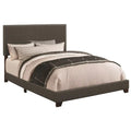 Fabric Upholstered Queen Size Platform Bed with Nail Head Trim, Charcoal Gray