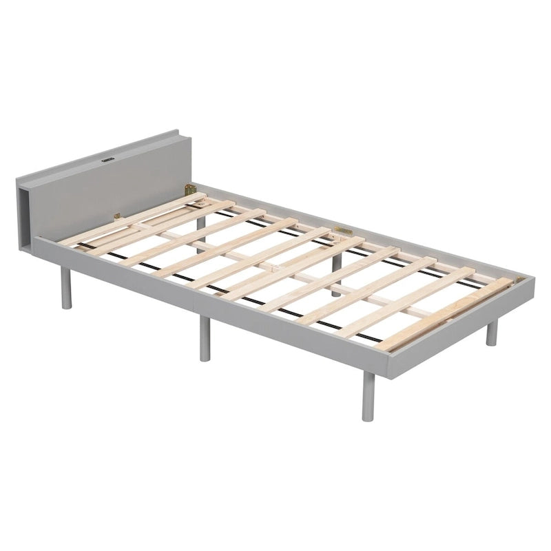 Modern Design Twin Size Platform Bed Frame with Built-in USB Ports