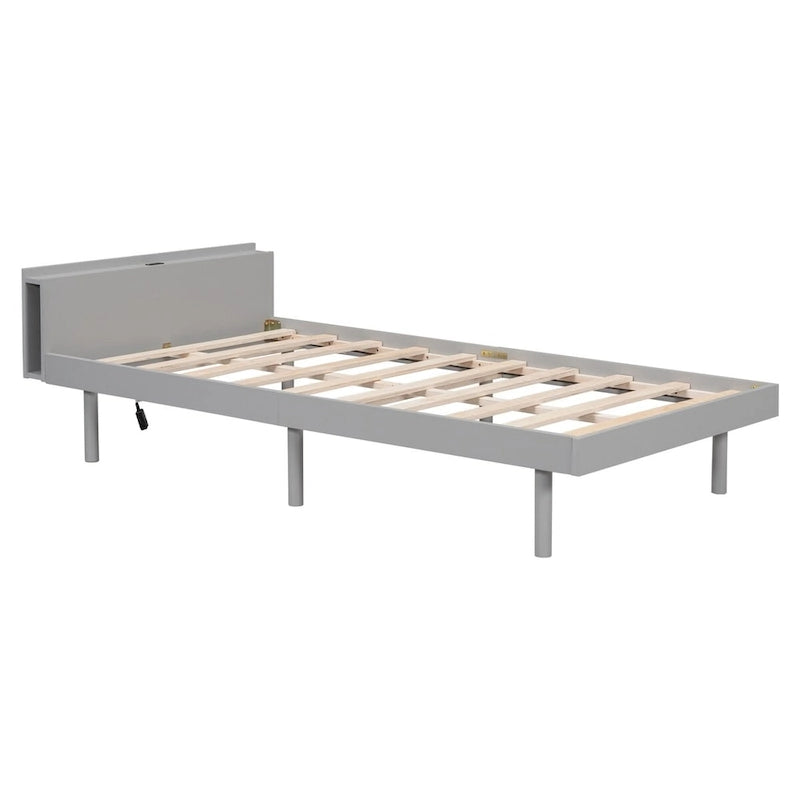 Modern Design Twin Size Platform Bed Frame with Built-in USB Ports