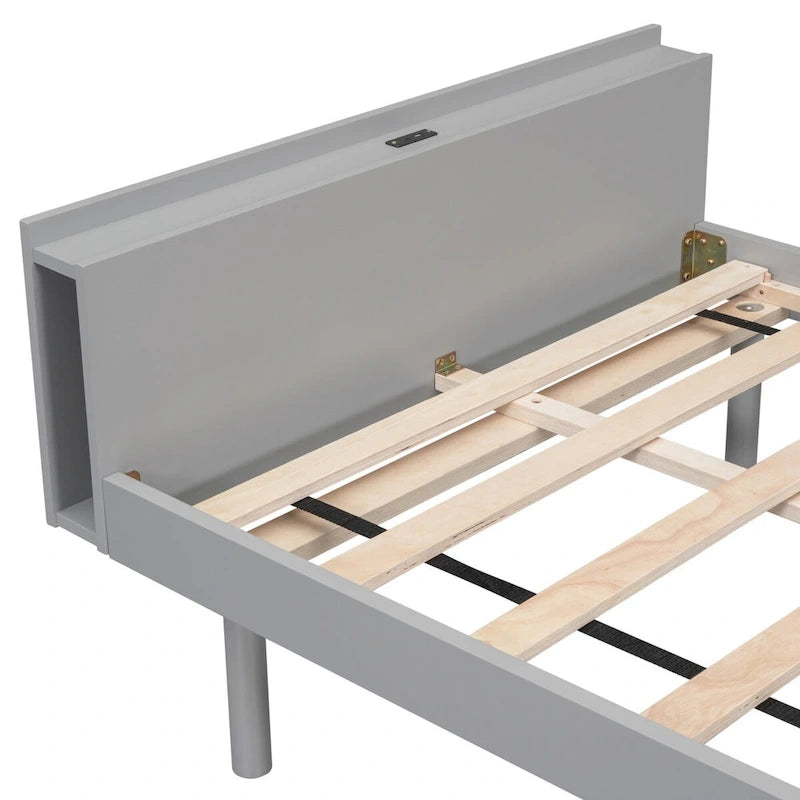 Modern Design Twin Size Platform Bed Frame with Built-in USB Ports