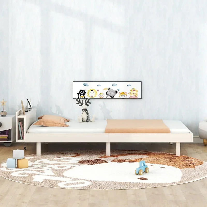 Modern Design Twin Size Platform Bed Frame with Built-in USB Ports