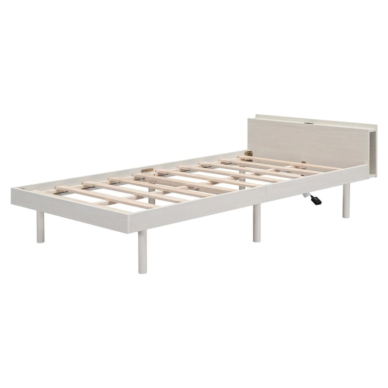 Modern Design Twin Size Platform Bed Frame with Built-in USB Ports
