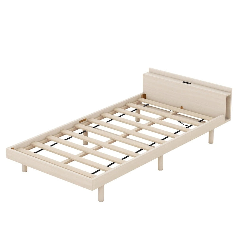 Modern Design Twin Size Platform Bed Frame with Built-in USB Ports