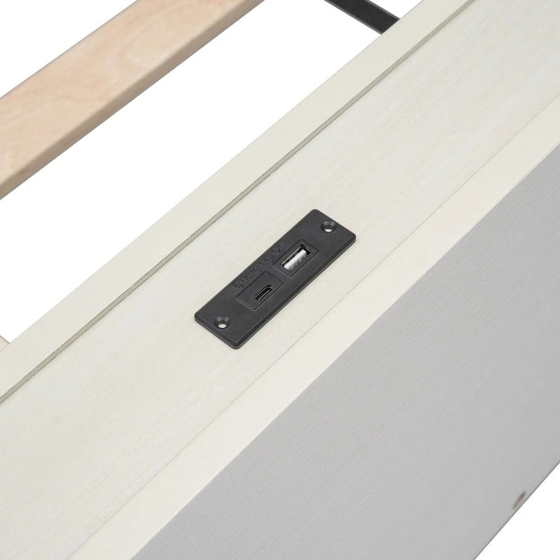 Modern Design Twin Size Platform Bed Frame with Built-in USB Ports