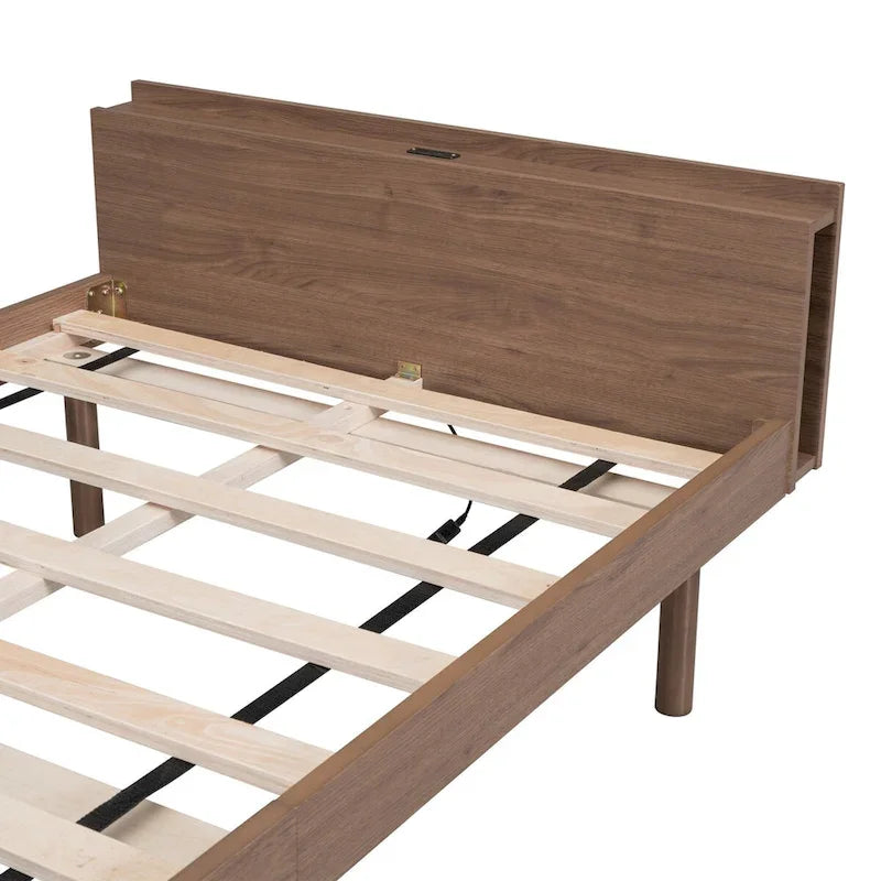 Modern Design Twin Size Platform Bed Frame with Built-in USB Ports