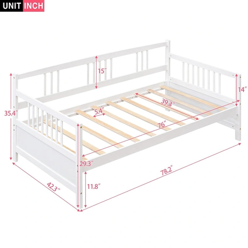 Multifunctional Solid Wood Daybed: Twin Size, Storage