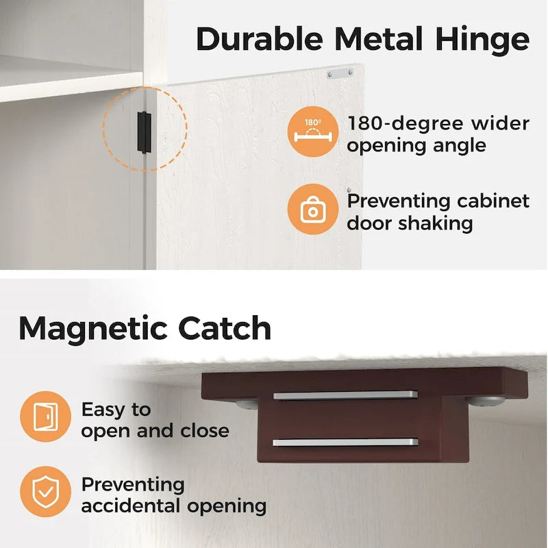 Farmhouse Nightstand with Charging Station and Barn Door (Set of 2)