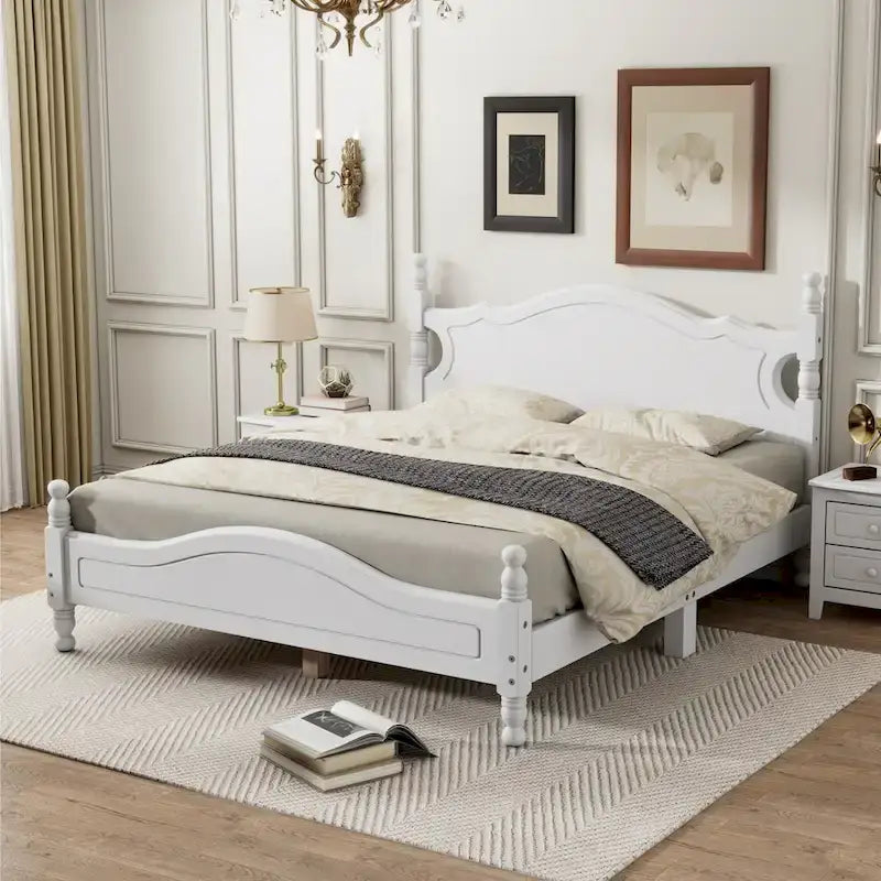 Retro Style Platform Bed Wood Platform Bed Frame