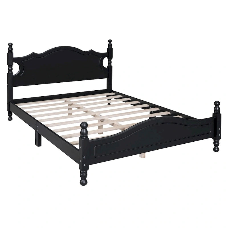 Retro Style Platform Bed Wood Platform Bed Frame