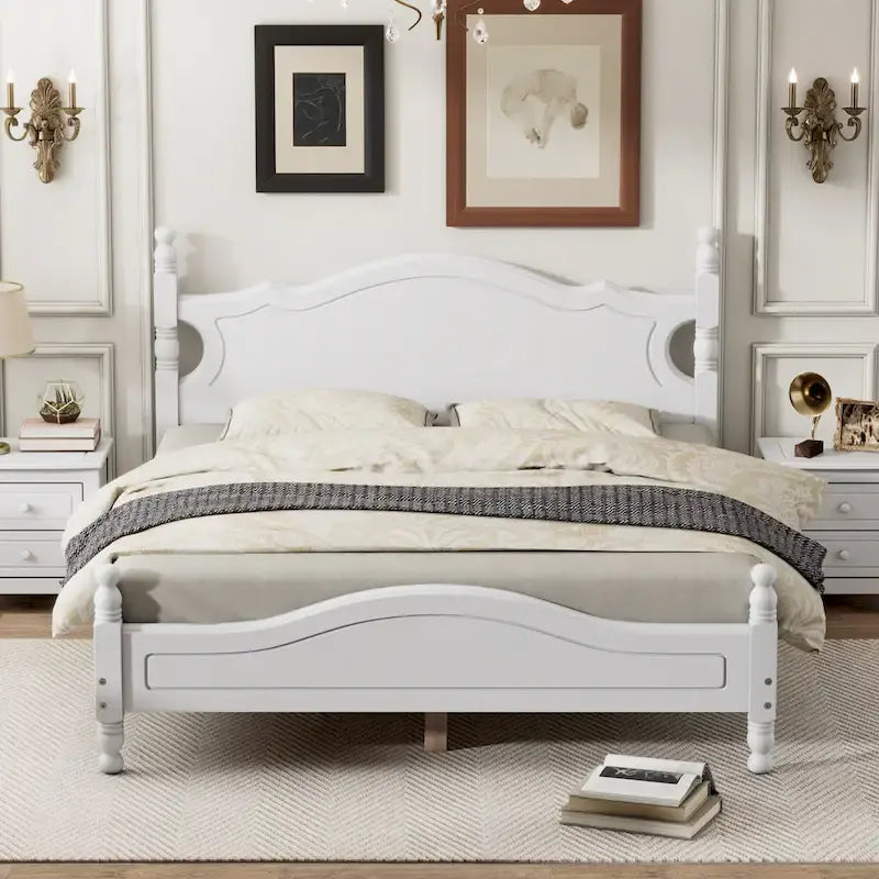 Retro Style Platform Bed Wood Platform Bed Frame