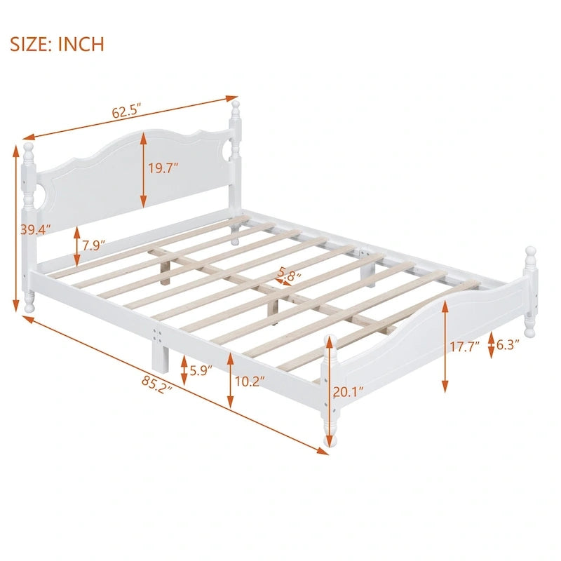 Retro Style Platform Bed Wood Platform Bed Frame