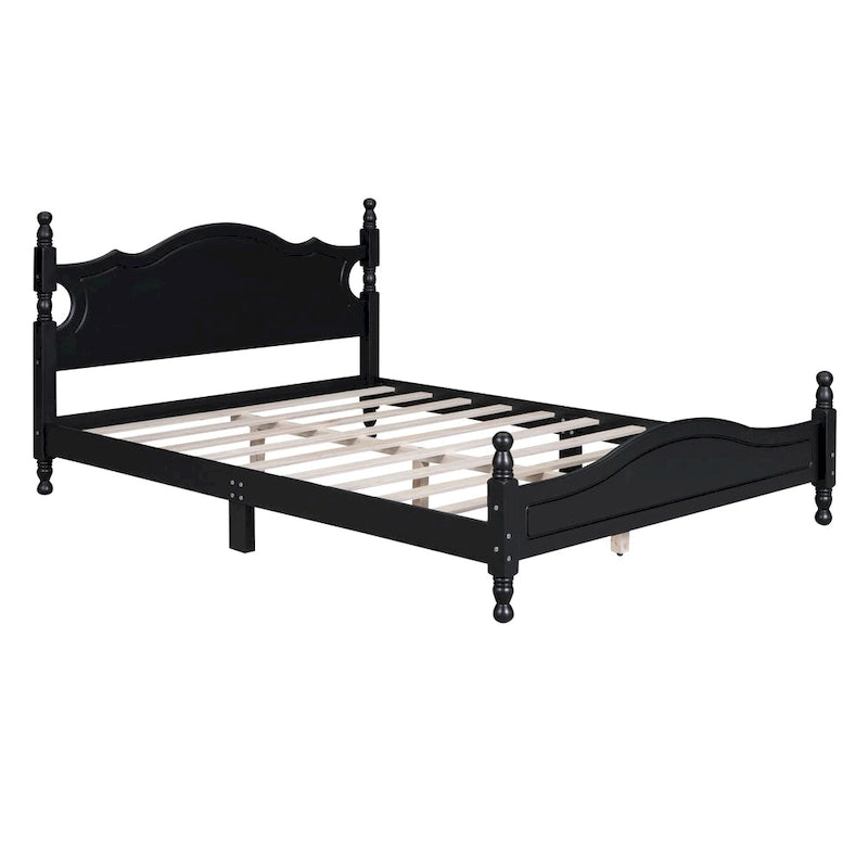Retro Style Platform Bed Wood Platform Bed Frame