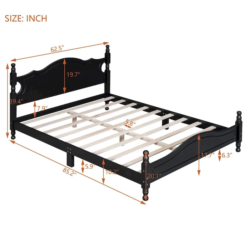 Retro Style Platform Bed Wood Platform Bed Frame