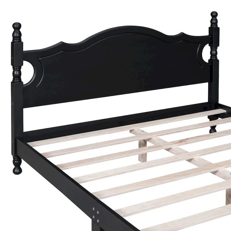 Retro Style Platform Bed Wood Platform Bed Frame