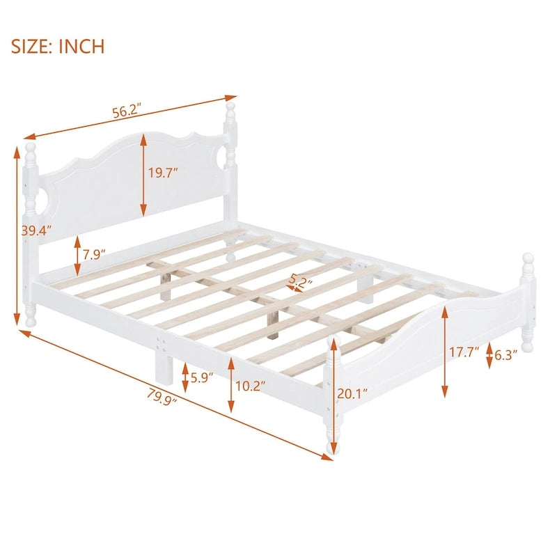 Retro Style Platform Bed Wood Platform Bed Frame
