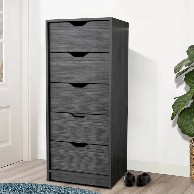 Vintage Minimalist Vertical Storage Dresser with 5 Drawers