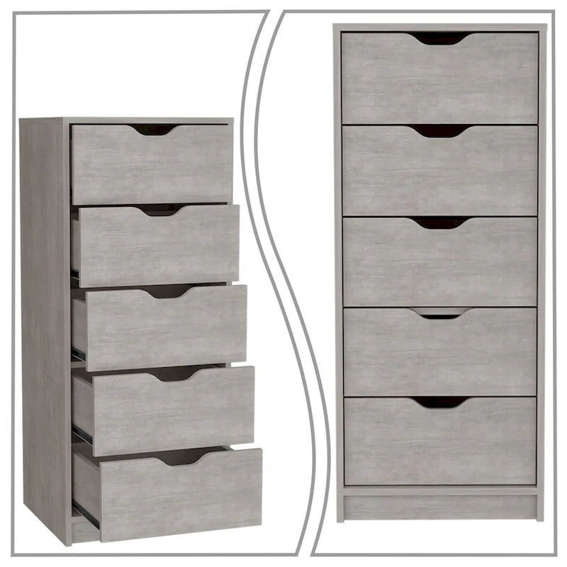 Vintage Minimalist Vertical Storage Dresser with 5 Drawers