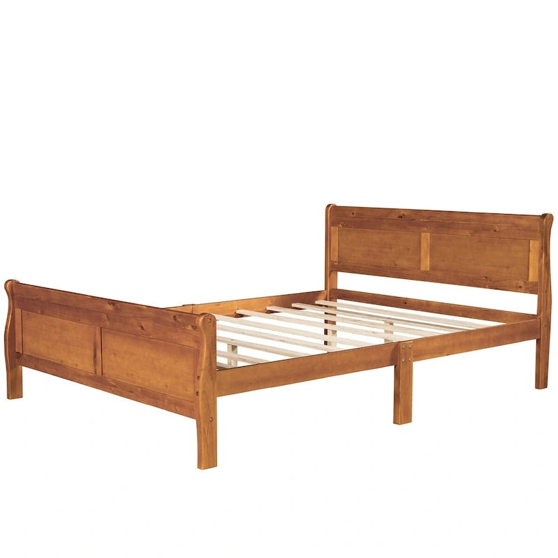 CUSchoice Queen Size Wood Platform Bed with Headboard
