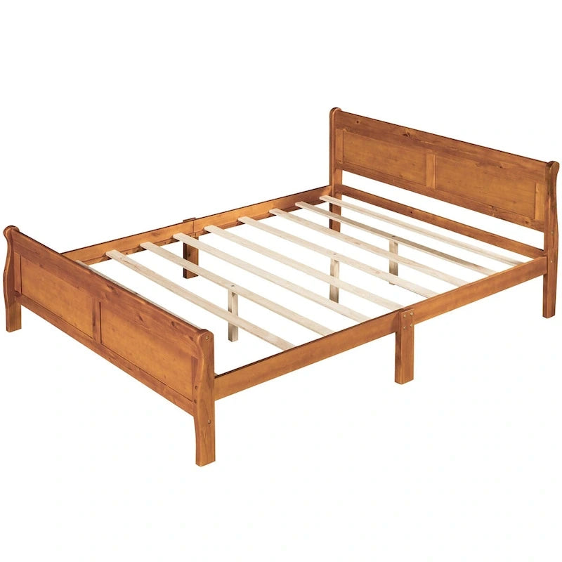 CUSchoice Queen Size Wood Platform Bed with Headboard