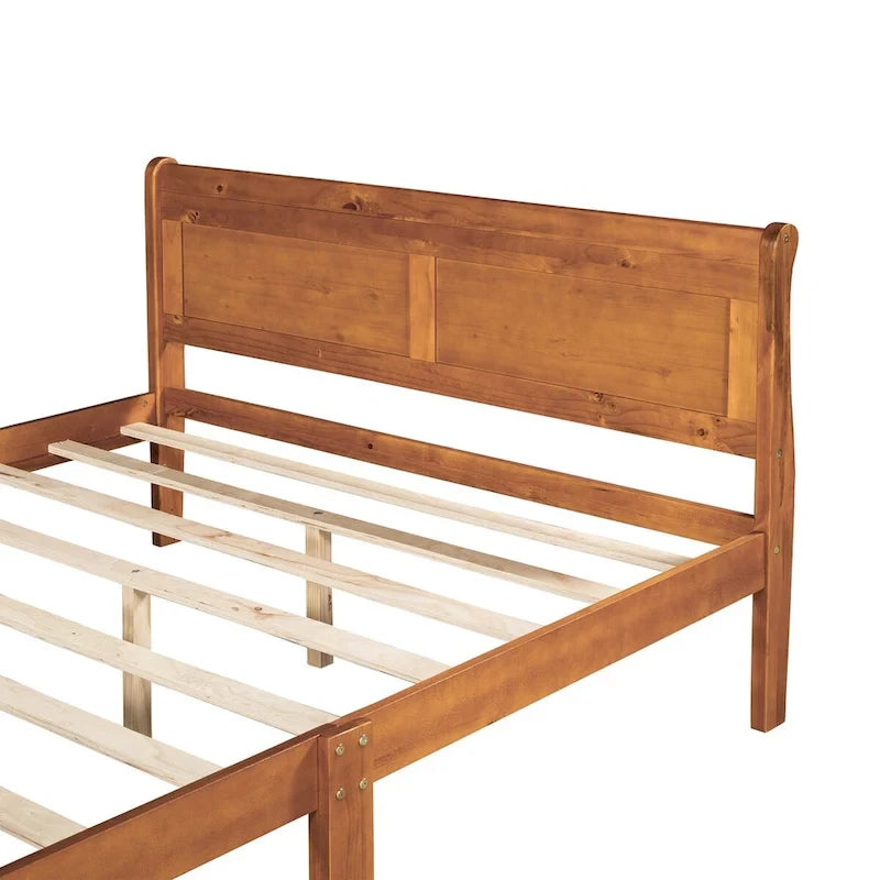 CUSchoice Queen Size Wood Platform Bed with Headboard