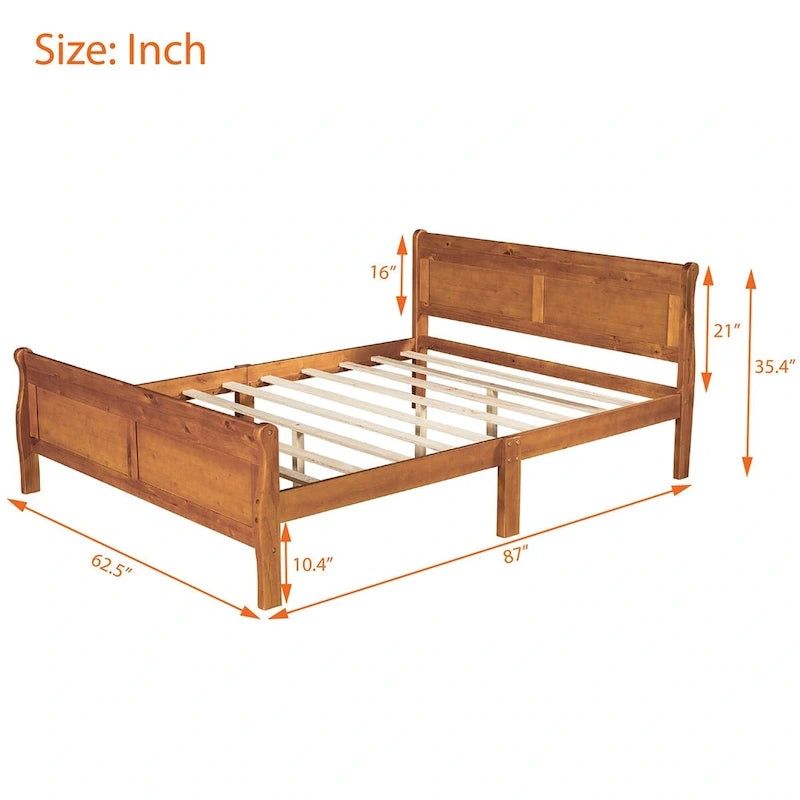 CUSchoice Queen Size Wood Platform Bed with Headboard