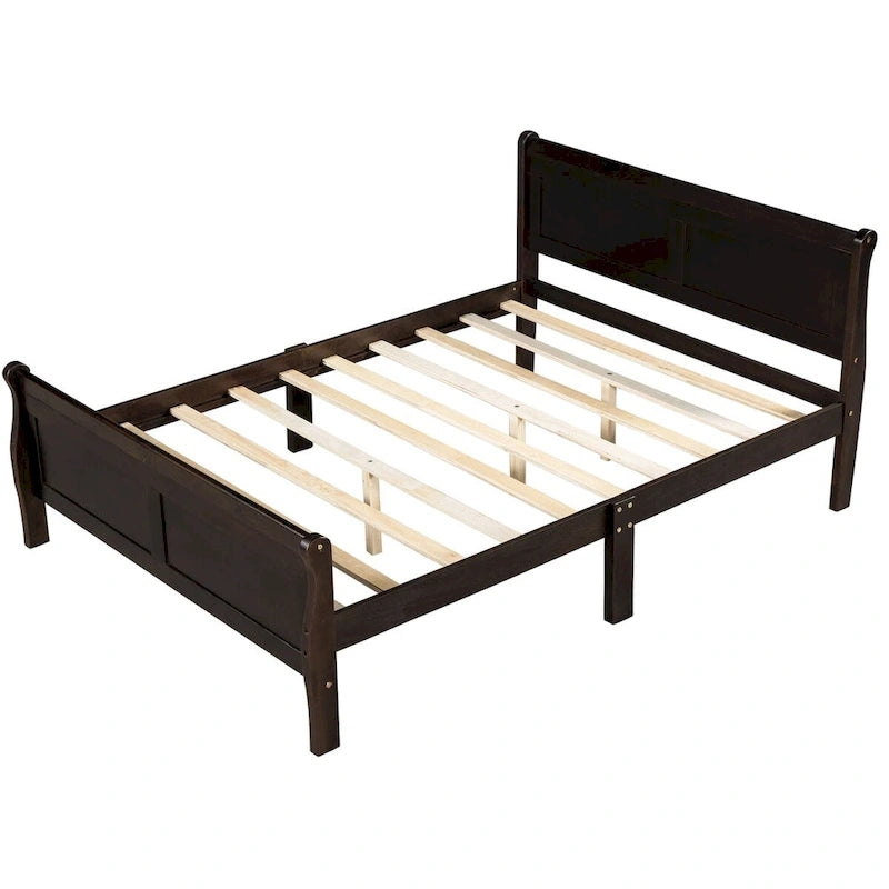 CUSchoice Queen Size Wood Platform Bed with Headboard