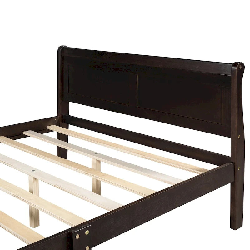 CUSchoice Queen Size Wood Platform Bed with Headboard