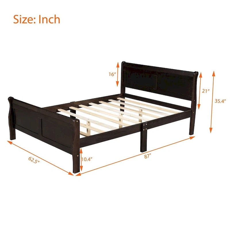 CUSchoice Queen Size Wood Platform Bed with Headboard