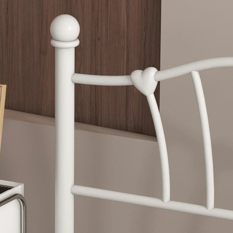 Twin Size Platform Bed Frame with Iron-Art Sweet Heart Headboard