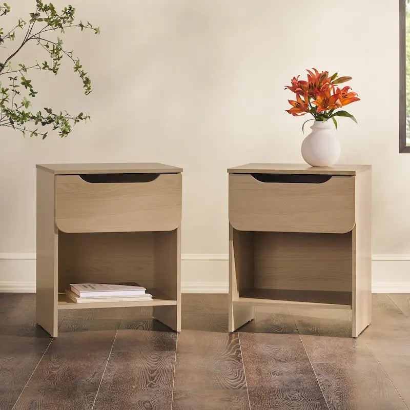 Middlebrook Designs Modern 1-Drawer Nightstand with Cubby (Set of 2)