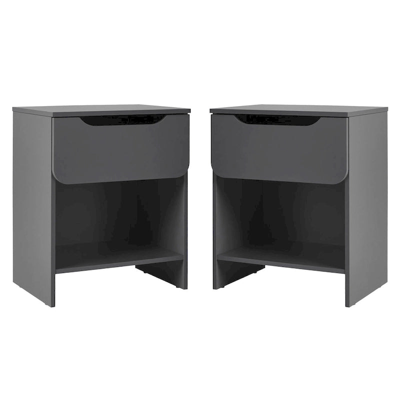 Middlebrook Designs Modern 1-Drawer Nightstand with Cubby (Set of 2)