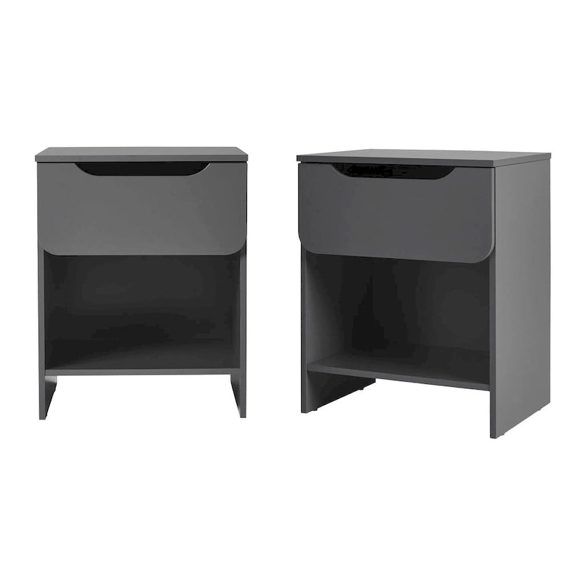 Middlebrook Designs Modern 1-Drawer Nightstand with Cubby (Set of 2)