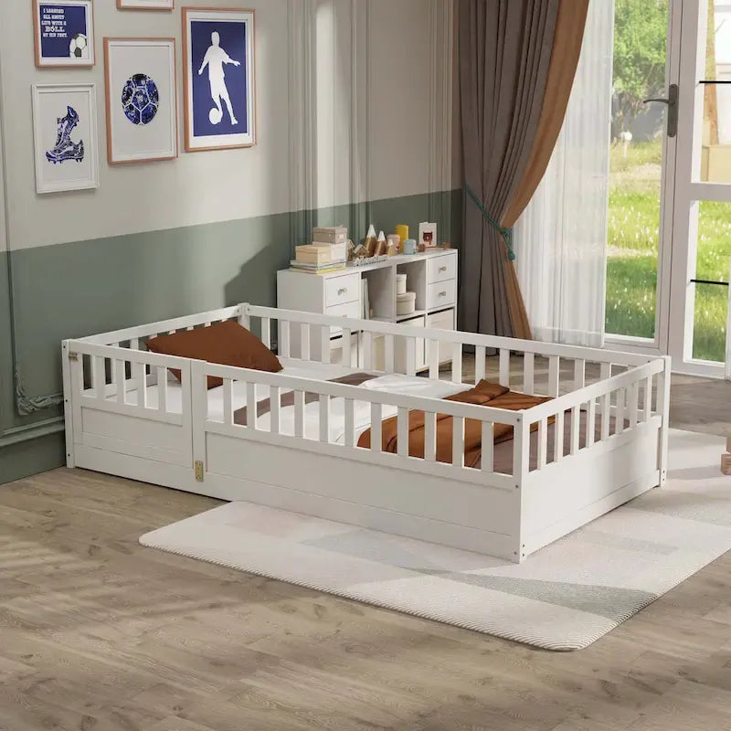 Montessori wooden children's floor bed without Support slat