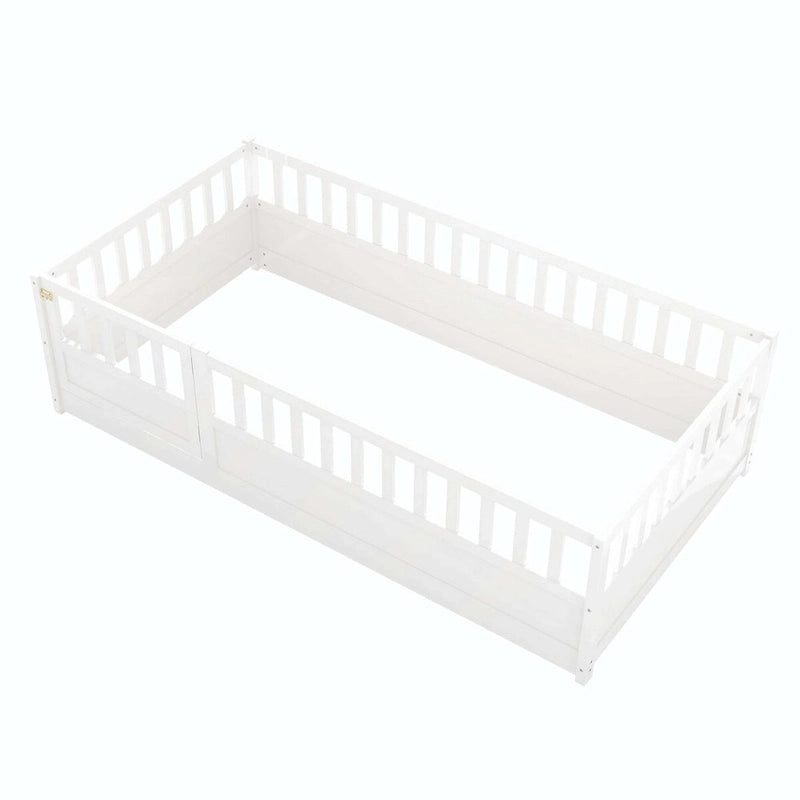 Montessori wooden children's floor bed without Support slat