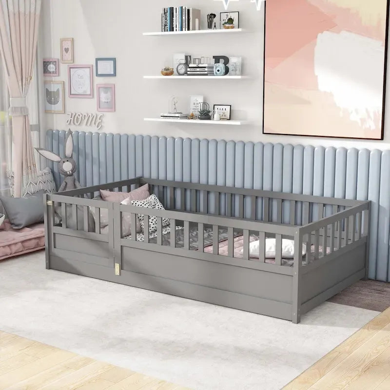 Montessori wooden children's floor bed without Support slat