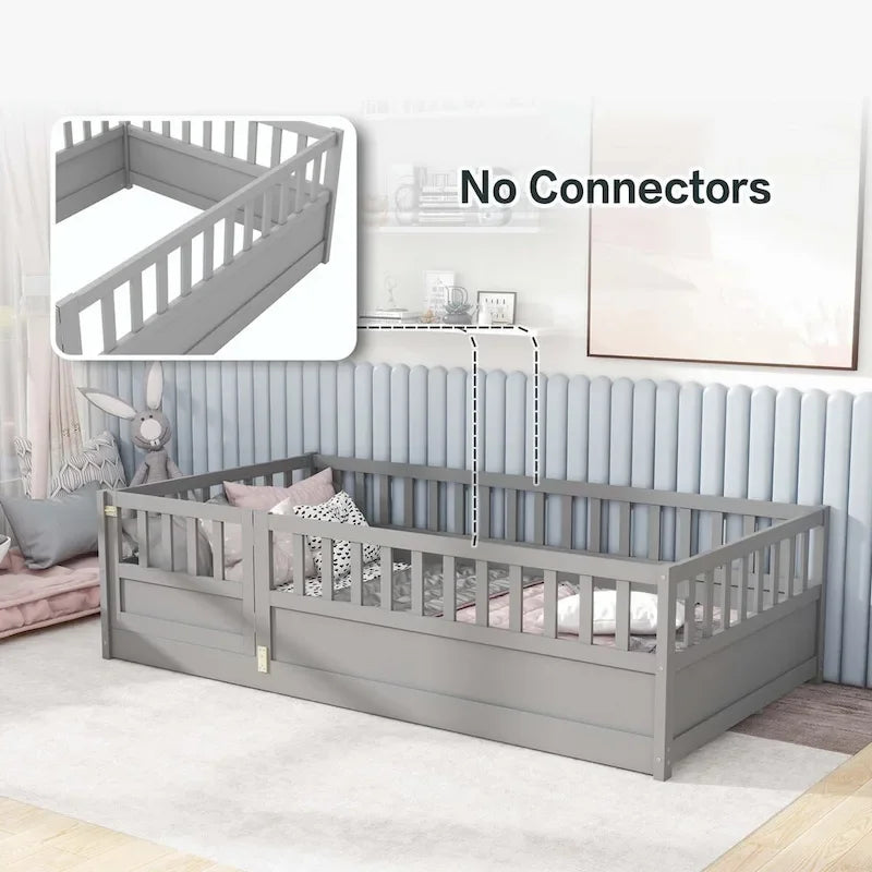 Montessori wooden children's floor bed without Support slat