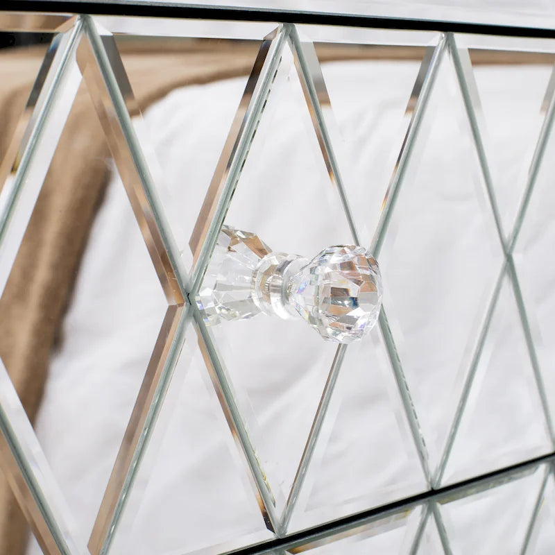 2-Drawer Mirrored Nightstand End Table