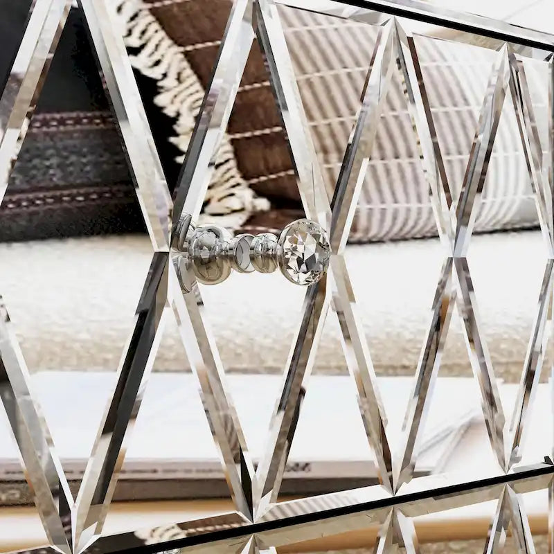 2-Drawer Mirrored Nightstand End Table