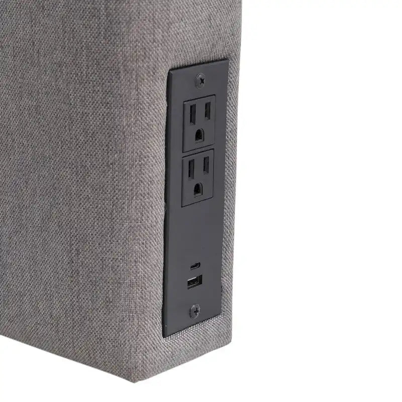 Upholstered Headboard with 2 Power Outlets, 1 USB, 1 USB-C Port