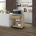 Kitchen Island Microwave Serving Cart Cabinet with Drawer and Shelfs for Storage (Beech)