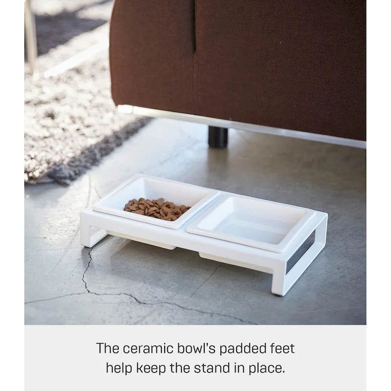 Yamazaki Home Pet Food Bowls - Two Styles, Steel and Ceramic, Short, 1.25 cups, 300 milliliters per bowl